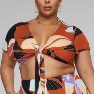 Dina Tropical Print Tie Front Top - Gabi Fresh X FTF